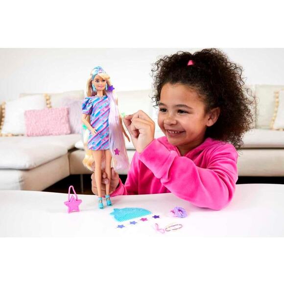 Barbie Totally Hair Doll Star-Themed  Blonde Doll Purple and Blue Highlights NWT - Picture 7 of 8